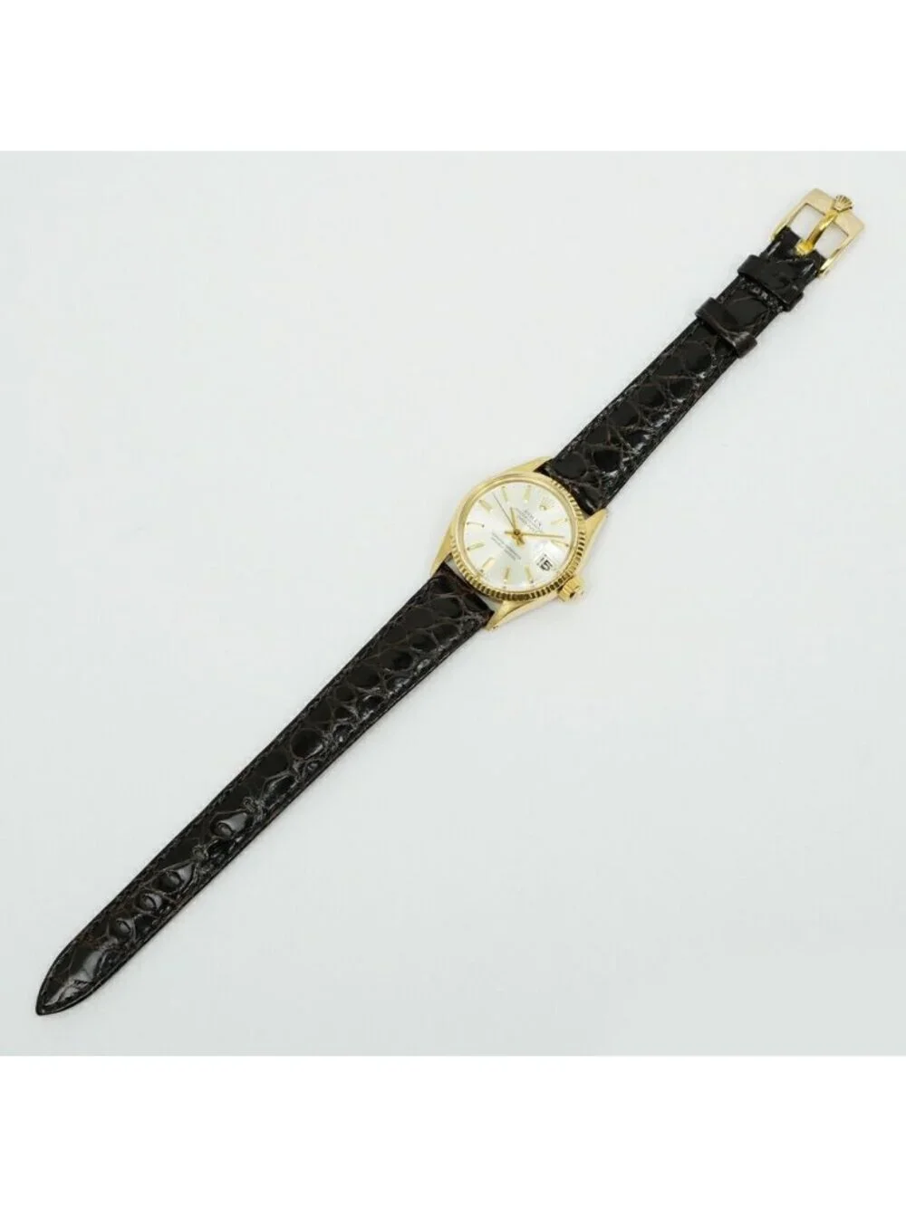 Rolex Datejust Silver Dial 18k Yellow Gold No 74 Vintage Watch Automatic Winding